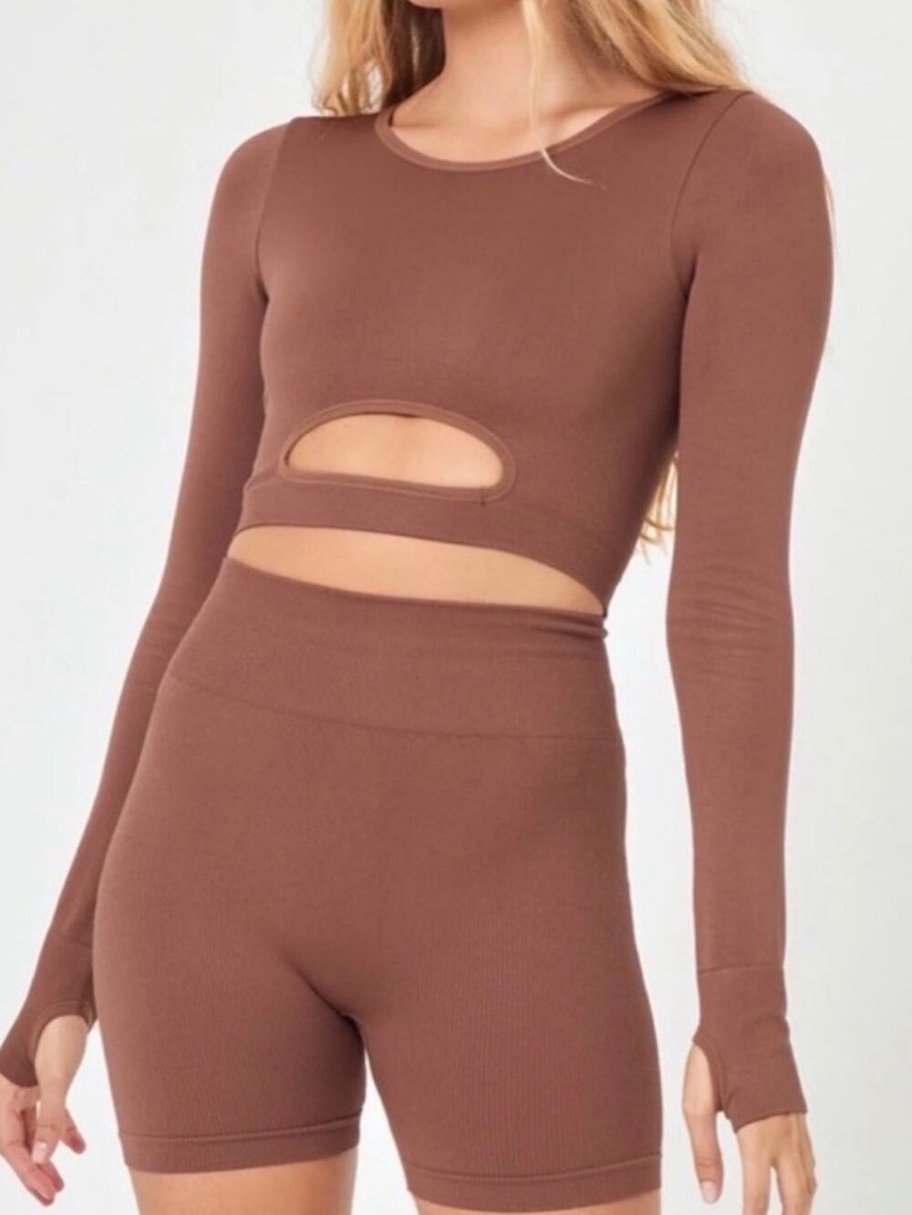 L Space Active In The Zone Workout Top Cropped Cutout Brown Size M/L